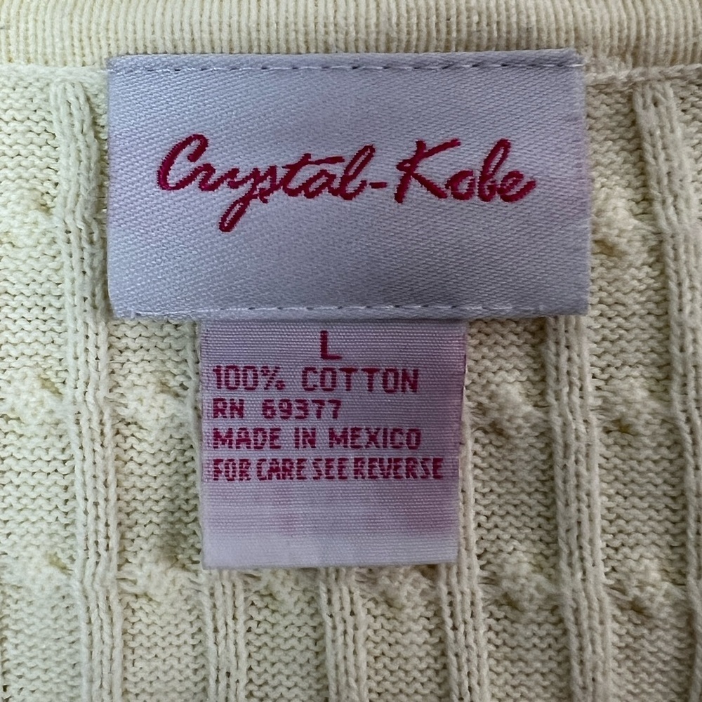 Crystal Kobe Women's Yellow 3/4 Sleeve Cotton Sweater Size: Large - Picture 6 of 8